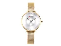Reloj Analógico De Cuarzo Para Mujer, Redondo, Dorado Y Blanco, Resistente Al Agua.