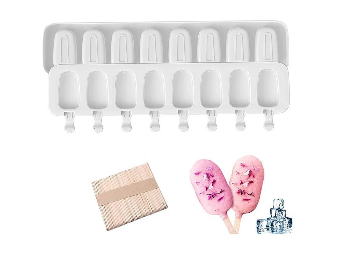 Molde De Silicona Para Helados, 2 Piezas + 50 Palitos, Reutilizable Y Libre De Bpa, Para Hacer Paletas Heladas Caseras.