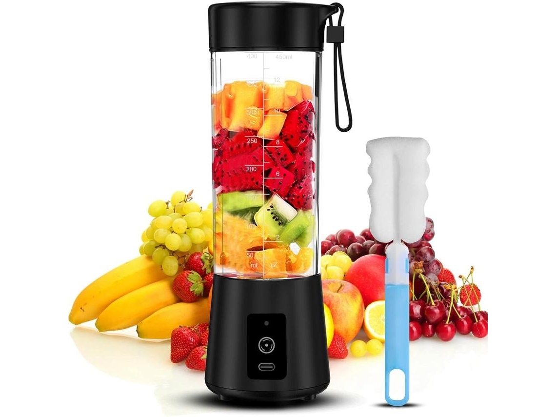 Licuadora Portátil Mini Licuadora Personal Para Smoothies Y Batidos Exprimidor De Frutas Recargable Usb Gusshious Negro