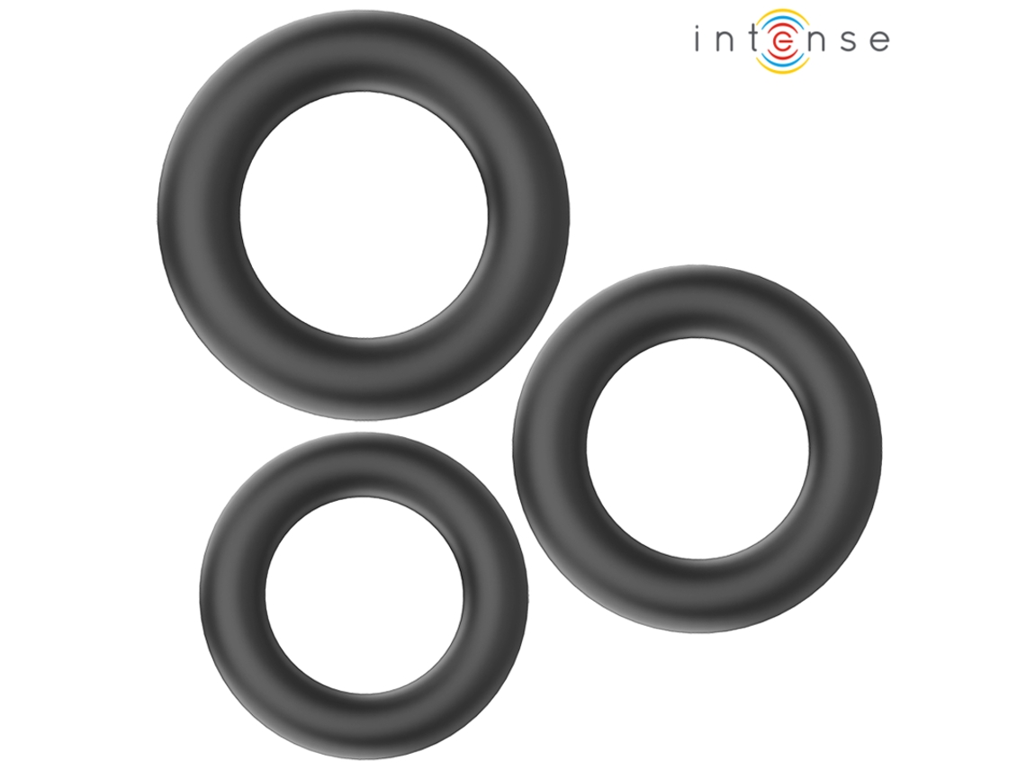Intense - Hugh 3 Basic Anillos de Pene de Silicona Negros