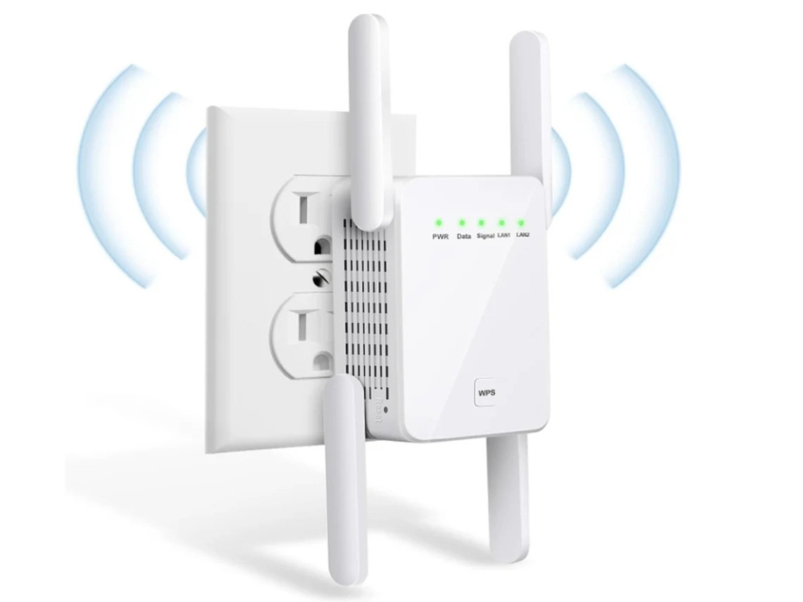 Extensor de Wifi, Amplificador de Internet con Puerto Ethernet, 4 Antenas, Amplificador de Wifi, Amplificador de Señal Inalámbrica, Fácil Configuración, Blanco Yizhood