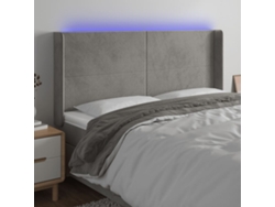 Cabecero Con Led De Terciopelo Gris Claro 183x16x118/128 Cm