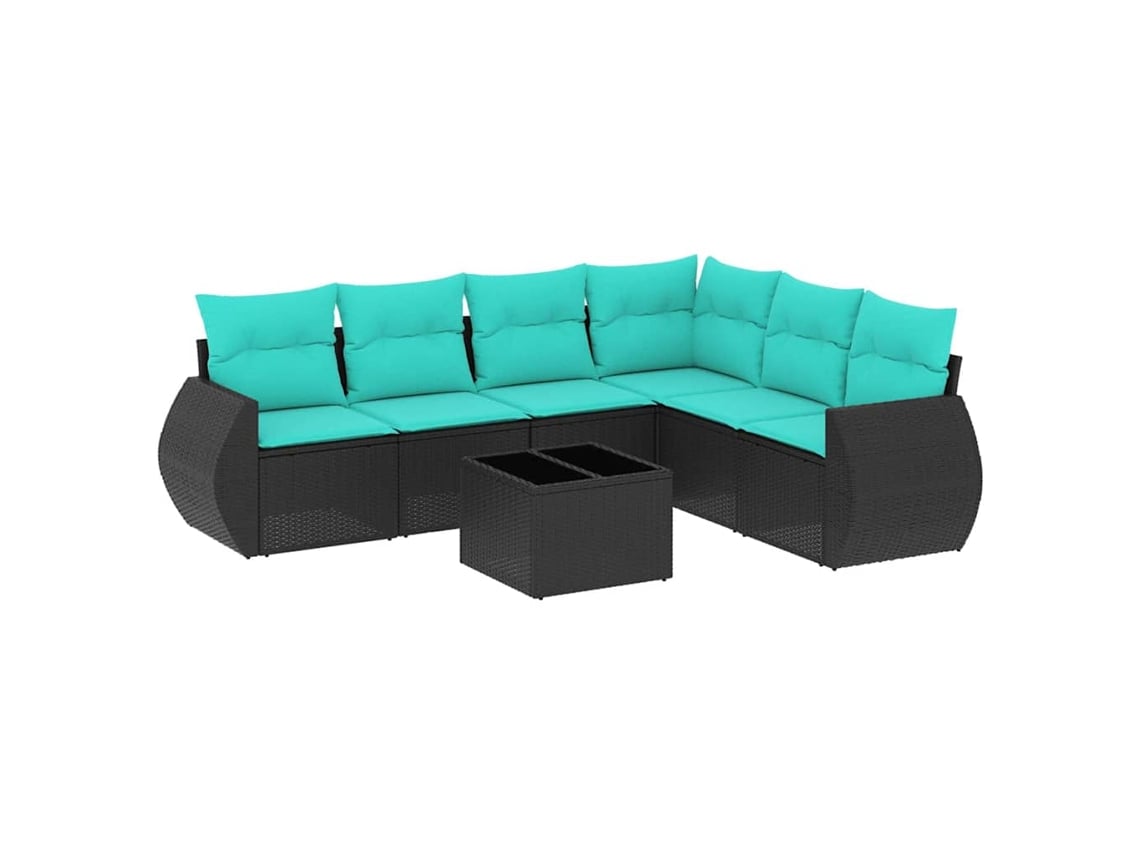 Maison Exclusive - Conjunto De Sofá De Jardín De 7 Piezas Con Cojines, De Poliratán Negro