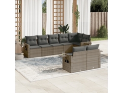 Conjunto de sofá de jardín de 8 piezas con cojines, ratán gris, DKD Home Decor