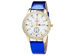 Reloj Analógico De Cuarzo Con Correa De Pu Ajustable Y Cristales De Lujo Zhoulianfa (azul)