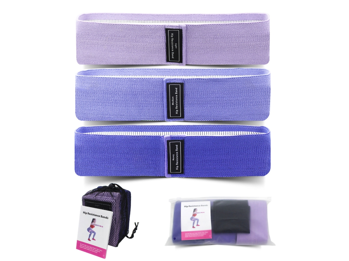 2026-3pcs Cintas De Resistencia De Yoga Tela Antideslizante Para Squat Y Glúteos Ejercicio Físico Morado Claro Morado Morado Oscuro