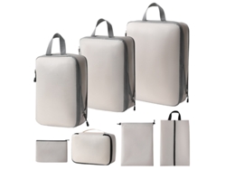 Bolsa de almacenamiento de compresión, juego de 7 piezas, bolsa de viaje ligera, color beige Siurno