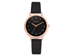 Reloj De Pulsera De Moda Para Mujer Con Correa De Piel Sintética Y Diamantes De Imitación, Movimiento De Cuarzo Negro.