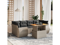 Conjunto de sofás de jardín de 7 piezas DKD Home Decor con cojines de mimbre gris