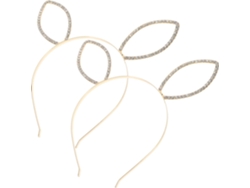 Nuobesty Set De 2 Diademas De Orejas De Conejo Con Diamantes De Imitación De Metal Dorado, Diademas Para Fiestas