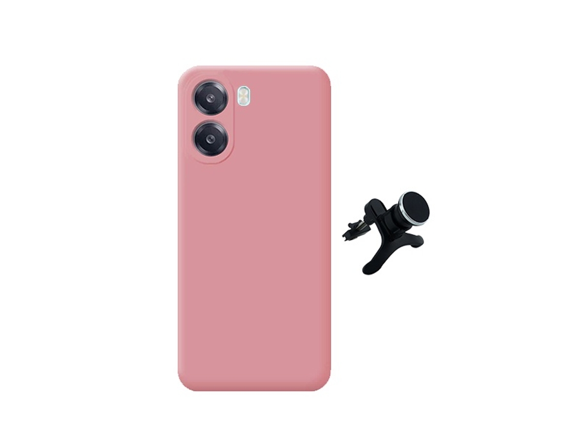 Kit Suporte Magnético Reforçado Capa Silicone Líquido Phonecare Para Oppo A6x - Rosa