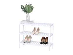 Relaxdays Sapateira, 3 Níveis, 9 Pares, A X L X P: 54,5 X 70 X 24,5 Cm, Prateleiras Gradeadas, Bambu, Branco