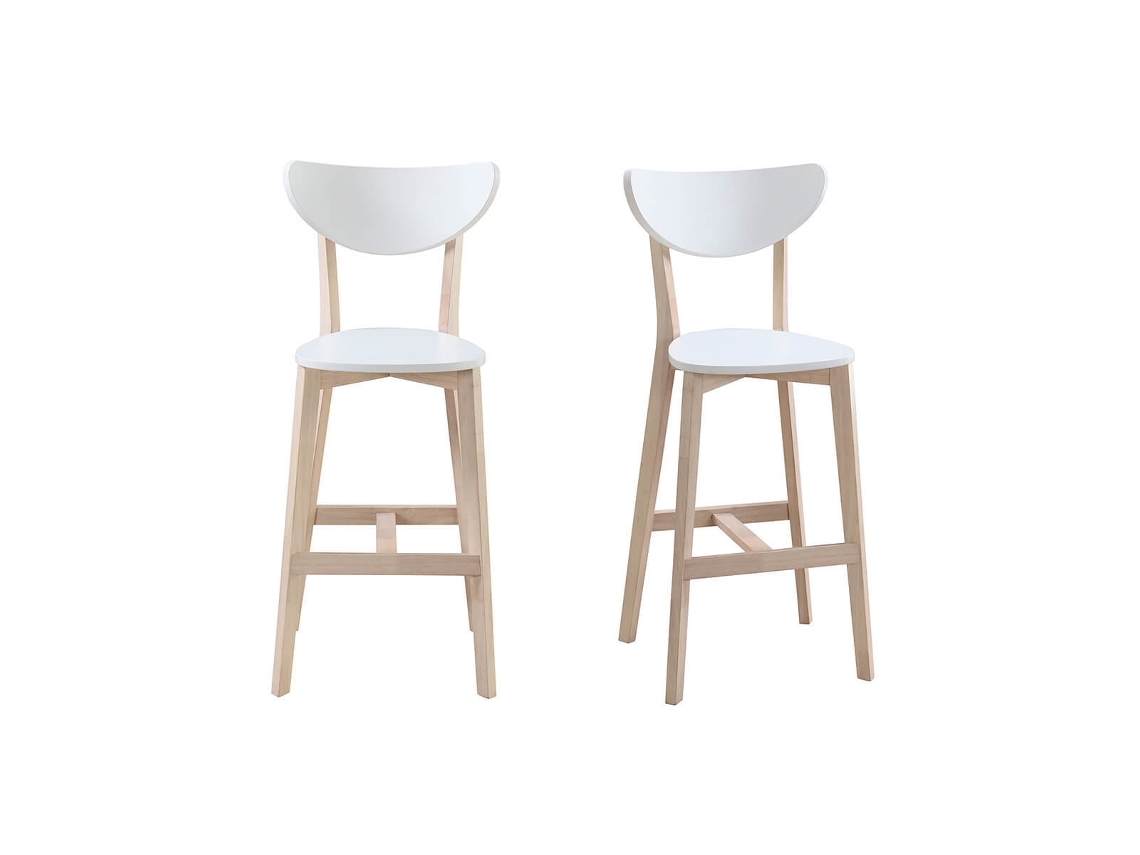Banqueta nórdica branca e madeira 65 cm lote de 2 Leena MILIBOO