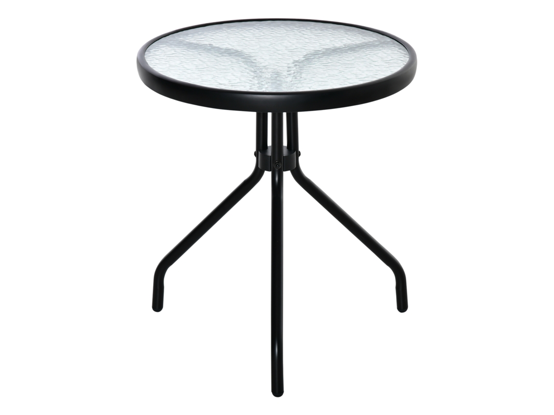VPMKP - Conjunto de muebles de jardín Outsunny para 2 personas, 2 sillas + mesa redonda, aluminio fundido imitación hierro forjado, negro