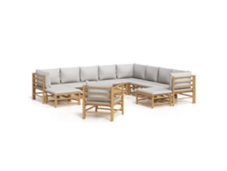 Maison Exclusive - Set De Muebles De Jardín 12 Piezas Bambú Y Cojines Gris Claro
