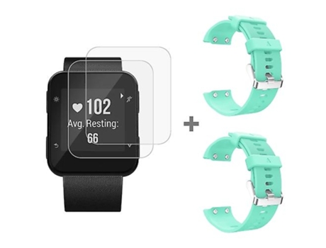 Correa para Garmin Forerunner 35 2 uds correa de reloj deportivo de silicona con 2 uds película de vidrio templado verde menta VENISYMLIS