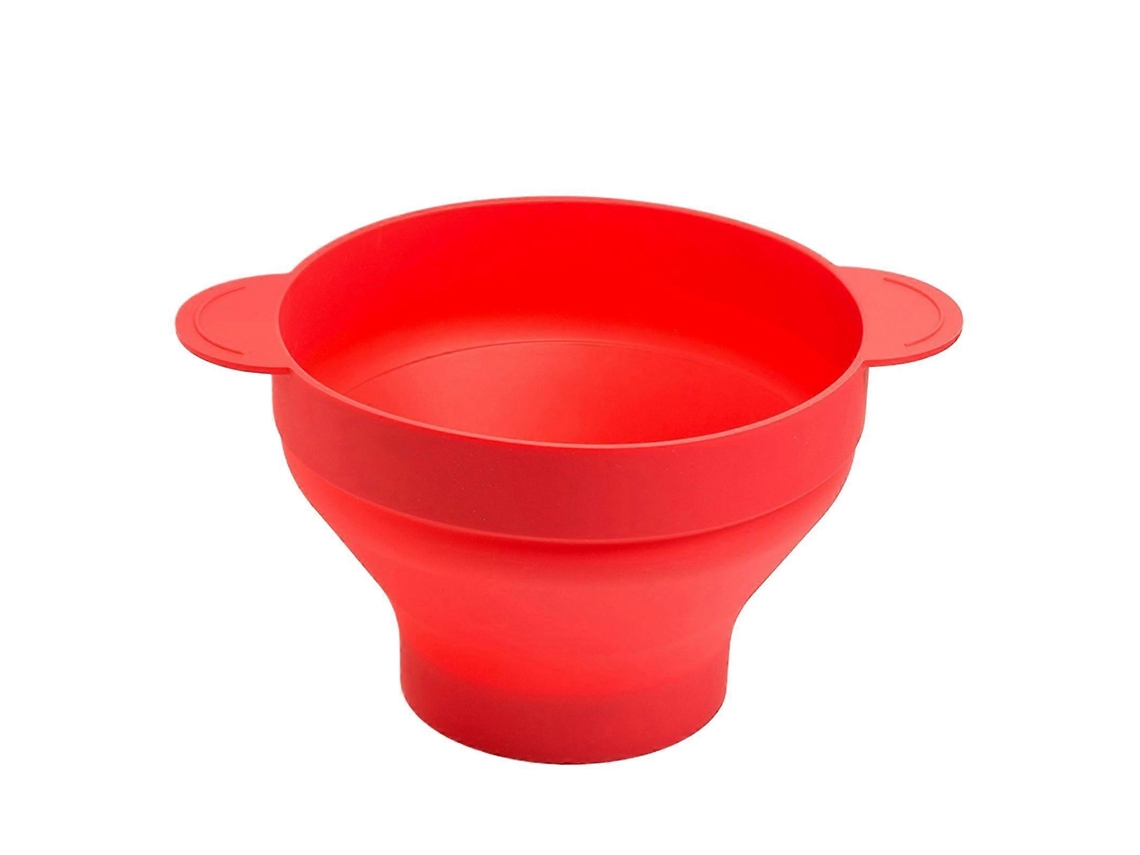 Máquina para hacer palomitas de maíz en microondas, de silicona con asas, color rojo, plegable y con recipiente resistente al calor.