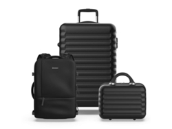 Juego De Maletas Negro Numada Upfly Maleta 63cm, Mochila Cabina Y Neceser 11l Negro