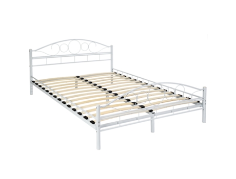 TECTAKE Cama (203 x 147 x 90 cm - Acero - Blanco)