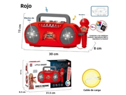 (Rojo) Máquina de Karaoke con Micrófono, Radio, Altavoz y Función Karaoke.