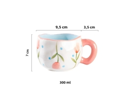 Taza de café de cerámica de estilo coreano, 300 ml, con motivos irregulares de flores y corazones pintados a mano. Mdug (estilo 6)
