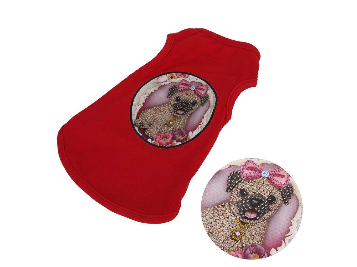Chaleco Para Mascotas Para Perros Y Gatos Con Pintura De Diamantes De Imitación, Camiseta Suave Y Transpirable De Verano, Rojo, Talla S