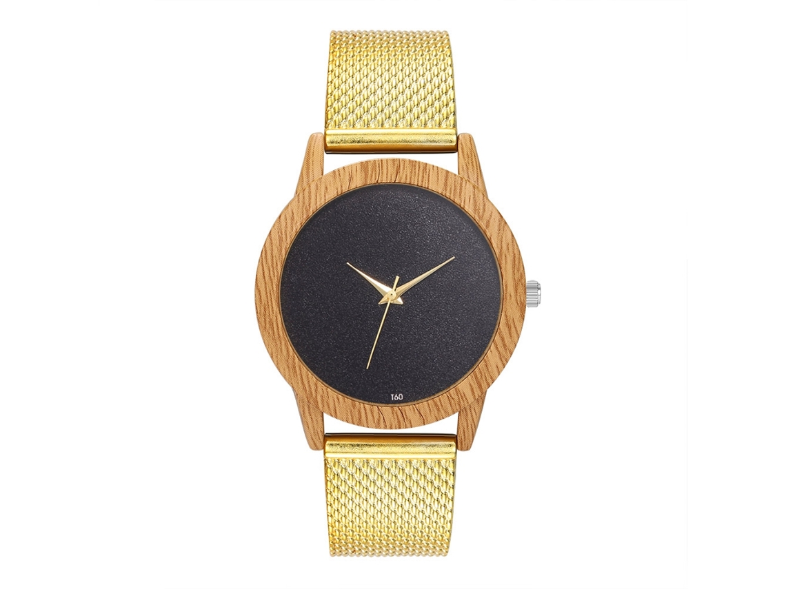 Reloj De Pulsera Analógico De Cuarzo Con Correa De Malla Clásico Estilo Oro Para Mujer Y Hombre