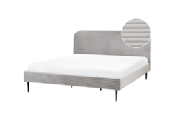 Cama Beliani Flayat De Pana Gris 193x215x109