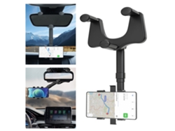 Soporte para teléfono con espejo retrovisor, soporte para teléfono para coche giratorio y retráctil, para teléfonos de 4-7 pulgadas