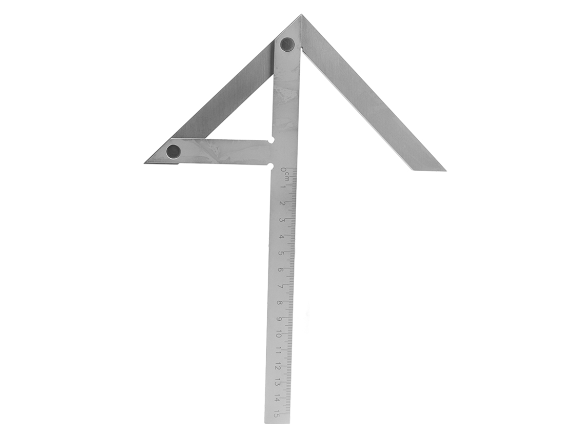 Calibrador De Ángulo Central De Acero Inoxidable Para Placas Circulares De 150x130 Mm - Buscador De Centro Y Regla