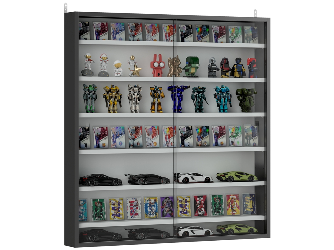 Vitrine Parede Madeira Portas Vidro 80x9,5x83 Preta