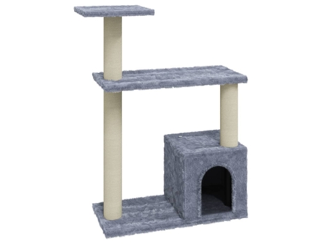 vidaXL Rascador para gatos con postes de sisal gris claro 70 cm
