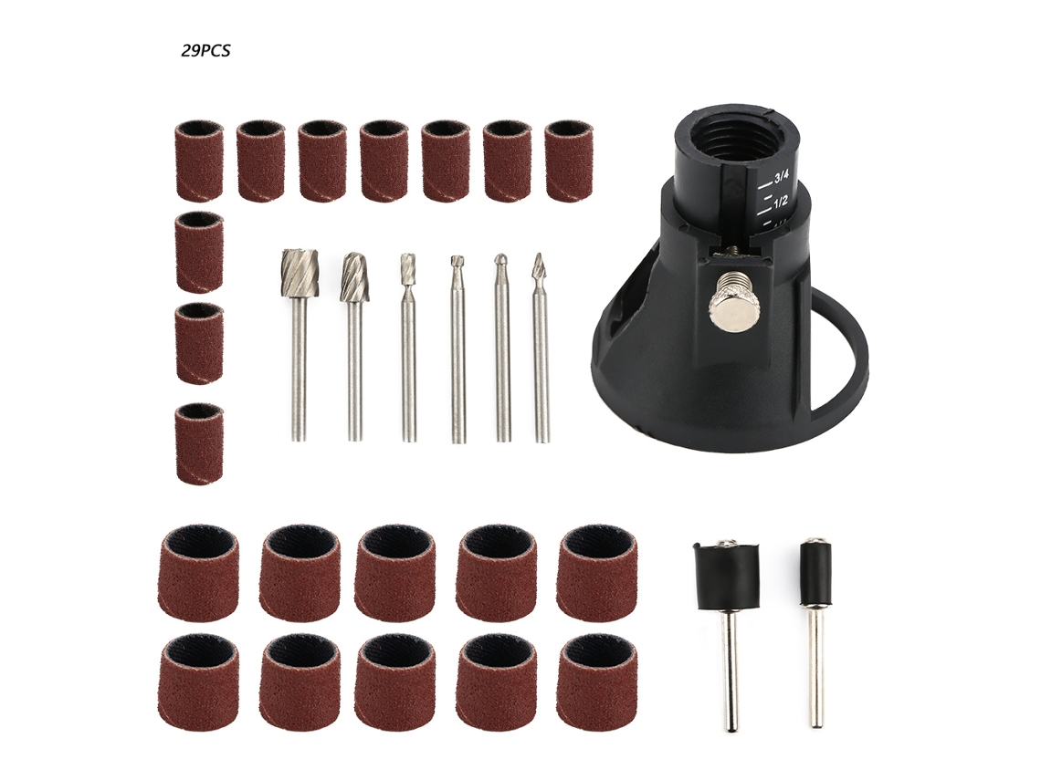 Juego De 29 Piezas De Herramientas Eléctricas De Amolado Ajustables Con Tapa Protectora Para Brocas Y Fresas.