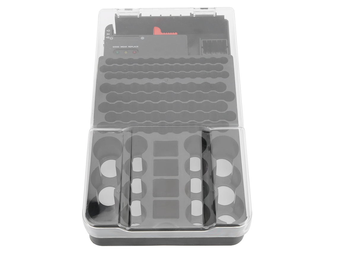 Caja Organizadora De Baterías Con 104 Compartimentos, 3 Luces Y Comprobador De Baterías Multifuncional.