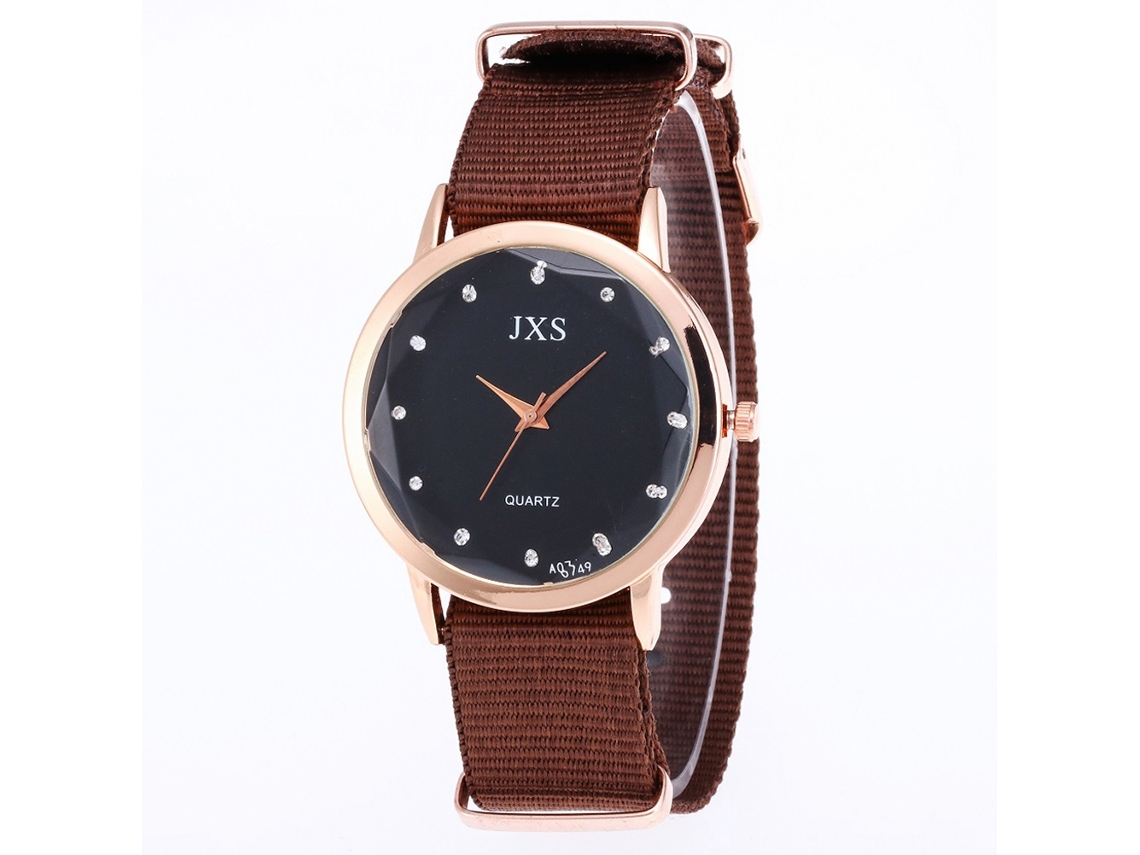 Reloj De Cuarzo Para Mujer Fashion Con Correa De Nylon Y Cristal Simple