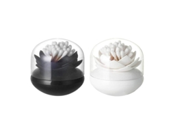 Paquete De 2 Soportes Para Bastoncillos De Algodón Y Palillos De Dientes Lotus Creative, Blanco Y Negro.