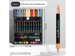 (24 colores) Rotuladores de pintura acrílica, uno de punta fina y otro de punta de pincel.