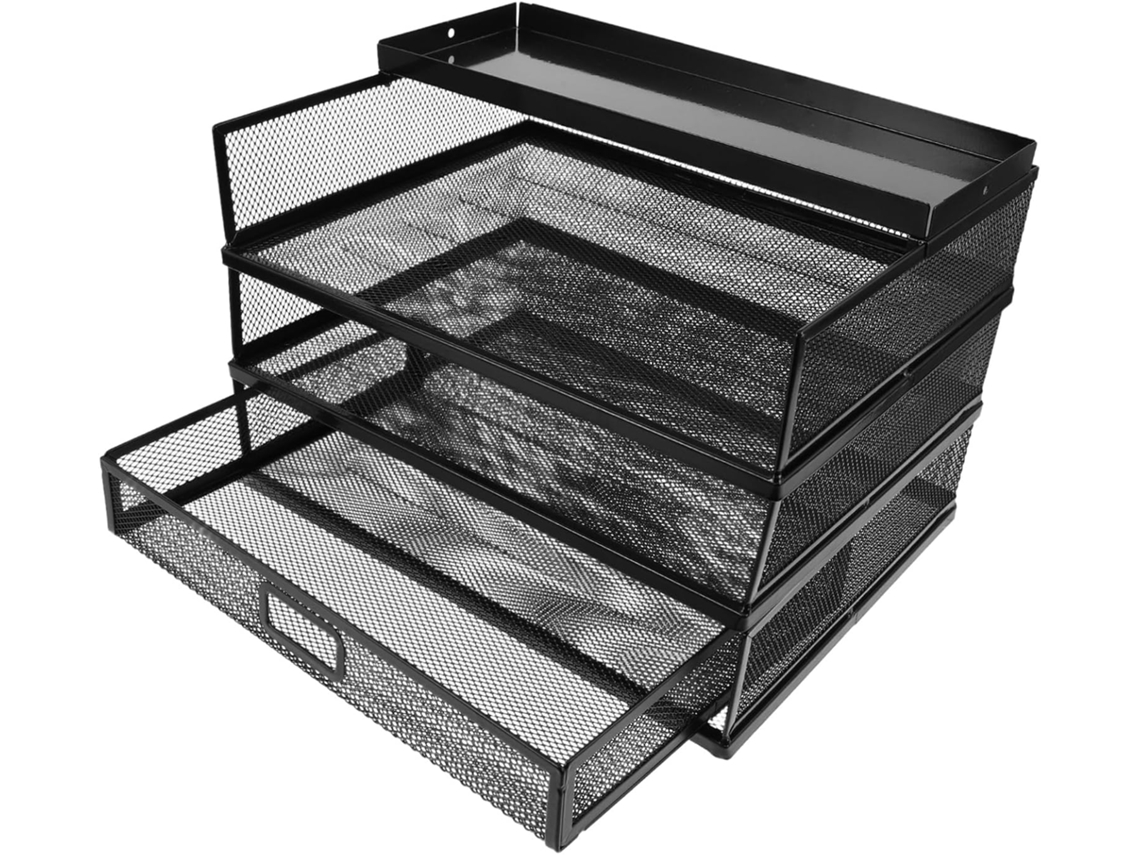 Organizador De Escritorio Multicapa Con Cajones, Negro.