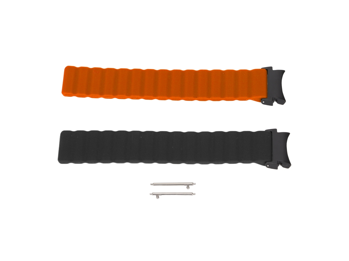 2pcs Pulseira De Relógio Magnética Ajustável De Silicone Para Samsung Galaxy Watch 4 Classic 44mm Preto Laranja