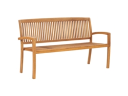 Maison Exclusive - Banco De Jardín Apilable Con Cojín Madera Maciza De Teca 159 Cm