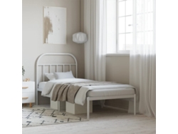 Estructura Cama Sin Colchón Con Cabecero Metal Blanco 90x190 Cm