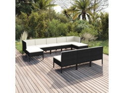 Conjunto de jardín de 10 piezas con cojines en mimbre sintético negro de DKD Home Decor