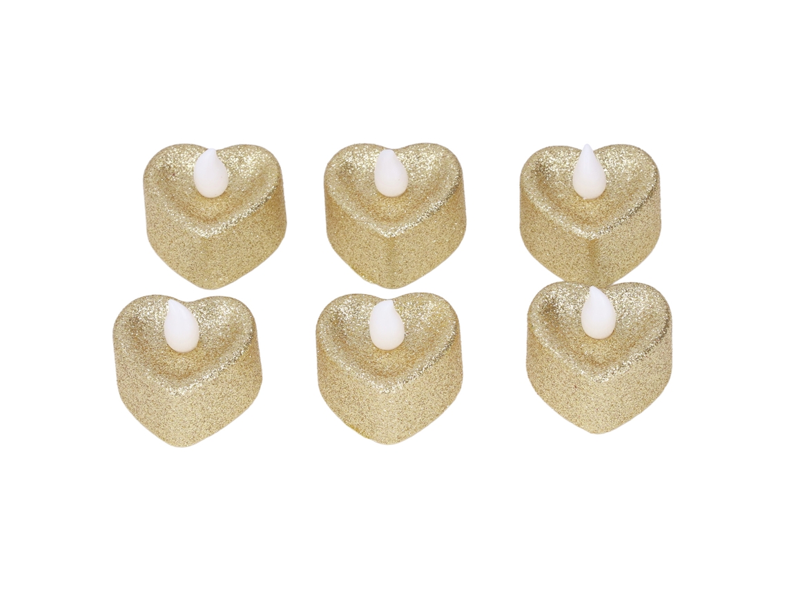 KOFIHETY Velas de té románticas con forma de corazón que funcionan con pilas, velas LED sin llama con efecto de llama real y brillo brillante para iluminación 
