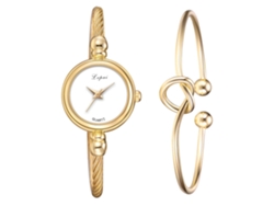 Conjunto De Reloj De Pulsera Para Mujer Lvpai Con Brazalete De Cuarzo, Estilo Casual Y Moderno En Oro Blanco.
