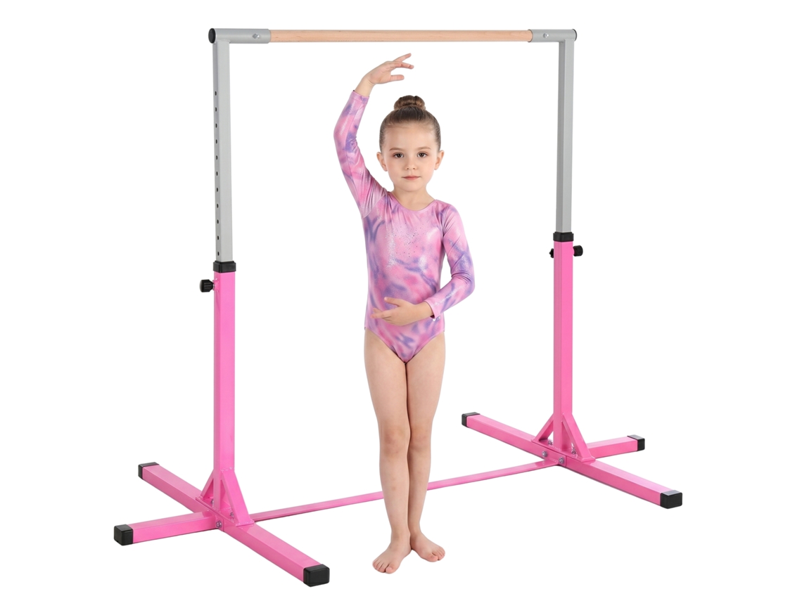Barra De Ginástica Infantil 3+ Anos Altura Ajustável 92-150 Cm 75 Kg Rosa 194x121x150