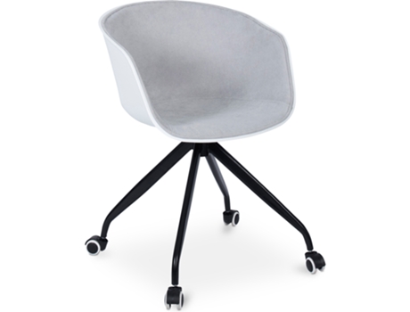 Silla de Oficina con Brazos Silla de Escritorio con Ruedas Blanco y Negro Jodie 53x55,6x81,8cm PRIVATEFLOOR