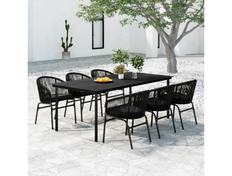 Conjunto 7 de comedor para jardín VIDAXL negro