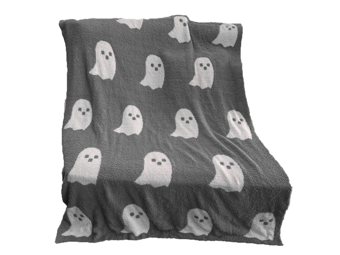 Kkpm-manta Suave Y Transpirable De Halloween Con Fantasmas Para Tv Y Camping Gris Oscuro 130x180cm 1000g