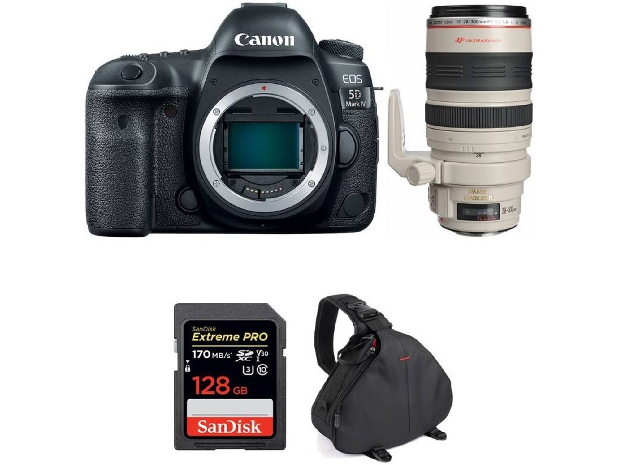 Kit Cámara Reflex CANON EOS 5D Mark IV + EF 28-300mm f/3.5-5.6L IS USM + SanDisk 128GB + Bolsa