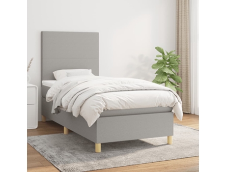 Cama con somier VIDAXL (Gris - Tela - 203 x 90 x 128 cm)